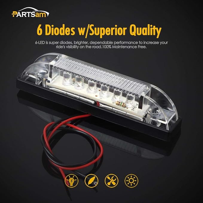 Partsam 4" Ultra-Thin-Line White 9 LED Utility Light Bar, Sealed Clear Lens Marine Boat Lights, Trailer Car RV Camper Car Pickup Dome Lighs, Marker Lights, Under Hood Lights