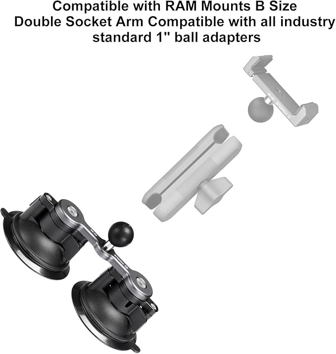 FANAUE Universal Car Phone Mount - Heavy-Duty Sticky Gel Suction Cup with 25mm Ball, 1" RAM-Compatible Windshield/Dashboard Phone Holder for Cars, Trucks & SUVs - Secure Anti-Slip Auto Accessories