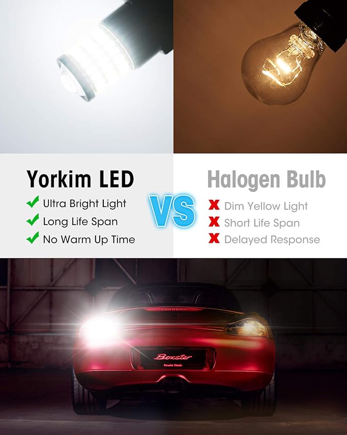 Yorkim 3157 Led Bulb White 3157 Led Reverse Lights Bulb with Projector 3056 3156 3057 4057 4157 T25 Led Bulbs replacement for Backup Reverse Light Tail Light Brake Light DRL, Pack of 2