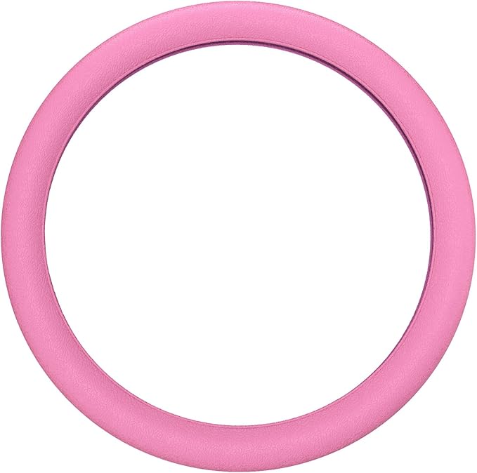 LRITER Car Steering Wheel Cover, Non-Slip Silicone Material, Multiple Color Choices, Universal Auto Parts Steering Wheel Cover, Suitable for Most Cars (Pink)