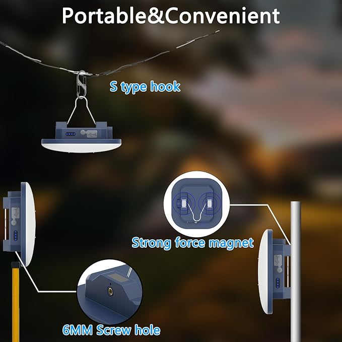 Rechargeable Camping Light TeiNewBy 4000LM 16500mAh up to 10-60 Hours Running, 5 Light Modes,LED Camping Lantern Portable,Magnetic Base for Hurricane Emergency, Outdoor, Hiking, Home and Car(80W)