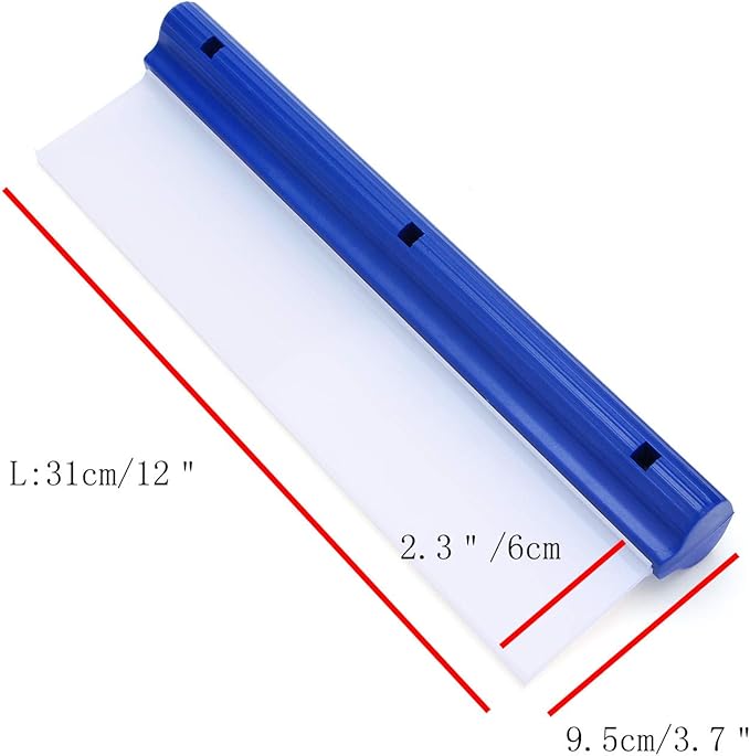 Car Squeegee 12 Inch Flexible T-Bar Water Blade Silicone Squeegee for Car or Home Glass Blue Handle