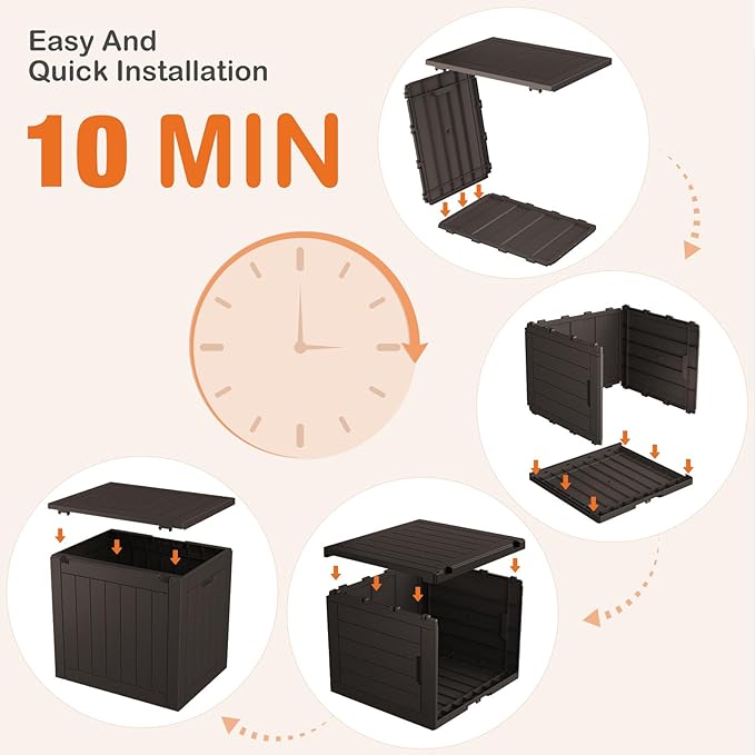 Sweetcrispy Deck Box with 31 Gallon Capacity, Weatherproof Resin Lockable Outdoor Storage for Secure Package Deliveries and Indoor Storage in Garden or Patio, Backyard