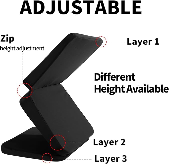 HOMBYS Adjustable Car Booster Seat for Short Drivers, 3 Heights for Different People, Adult Car Seat Cushions for Driving, Supportive Car Seat Pad for Lower Back Pain Reduce, (17"x12.8"x6.3", Black)