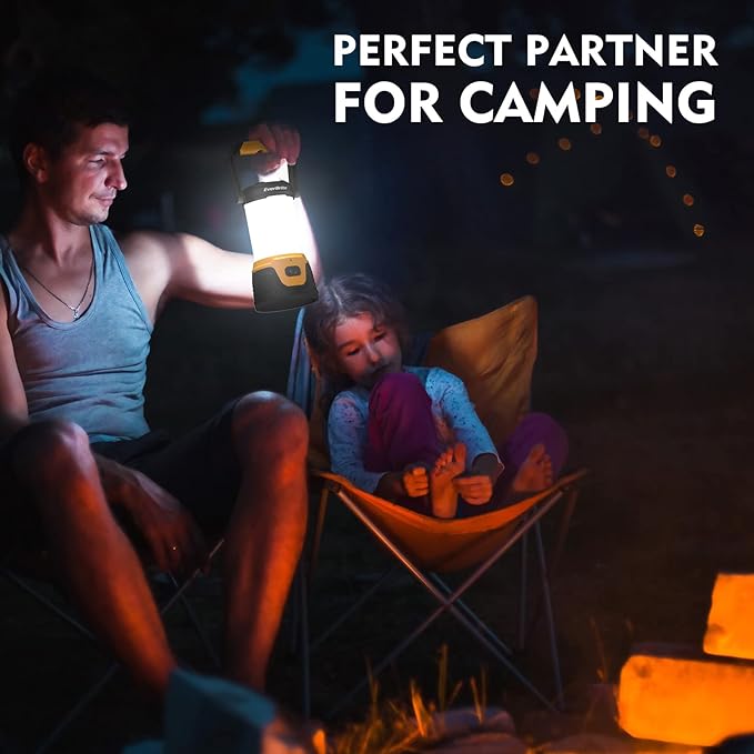 EverBrite Rechargeable LED Camping Lantern with Power Bank Function, 1000 Lumens Camping Lights, 5 Lighting Modes, Ideal for Power Outages, Emergencies, Hurricane, Home and More