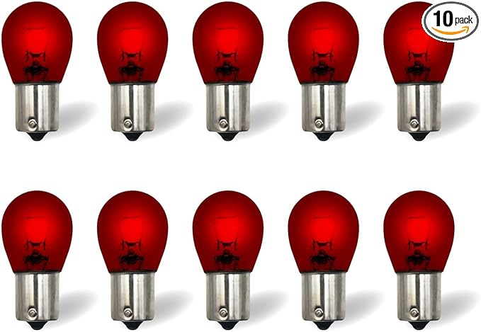 1156 Red Light Bulbs 10 Pack,S25 P21W Automotive Brake Light Turn 1156 7506 Miniature Bulb Taillight Turn Signal Light,Replacement for Cars,Trucks,SUVs