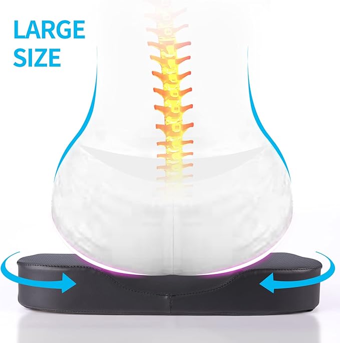Car Seat Cushion - Comfort Memory Foam Seat Cushion for Car Seat Driver, Tailbone (Coccyx) Pain Relief Pad, Car Seat Cushions for Driving, Office Chair Cushion (Black)