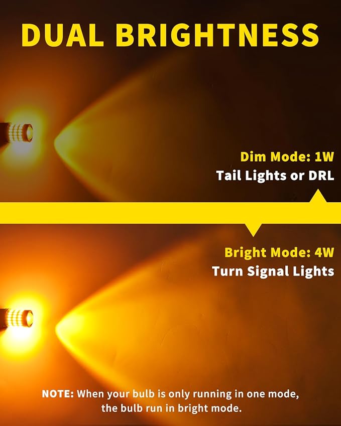 1156 1141 1003 7506 BA15S LED Bulbs Amber Yellow, Super Bright 60 SMD Chips for Car Truck Backup Reverse Light Tail Break Turn Signal Light(Pack of 2)