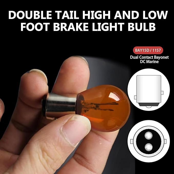 10PCS 1157 Light Bulb, Double Tail High and Low Brake Light Bulb, P21/5W S25 2057 2357 7528 BAY15D Bulbs, Universal Halogen Turn Signal Parking Lights (Amber)