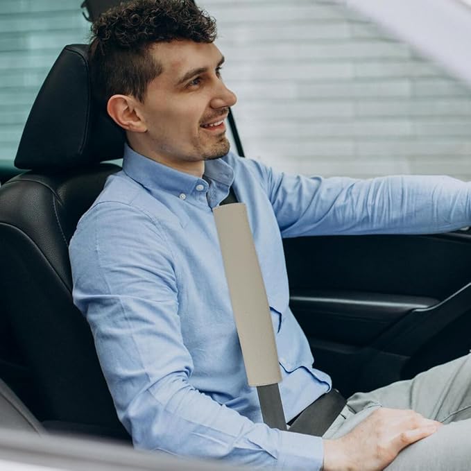 Car Seat Belt Covers for Adults Soft Leather Seatbelt Shoulder Pad Neck Cushion Protector Comfortable Driving Car Accessories Truck SUV Airplane Backpack (SC01Grey-9in-1Pack)