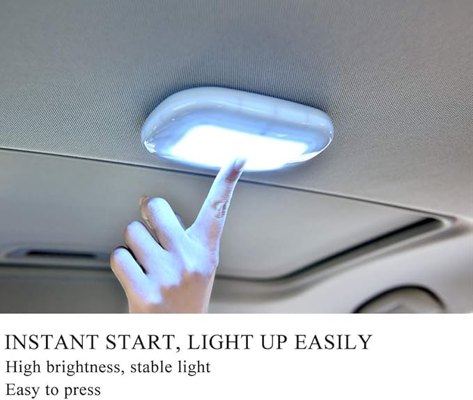 Teguangmei Auto Car Interior Ceiling Roof Dome Light Fixture with USB Rechargeable 10LEDs Press Switch Wireless Car Dome Lamp Universal for Car Truck Trailer Camper Motorhome Boat(White Light)