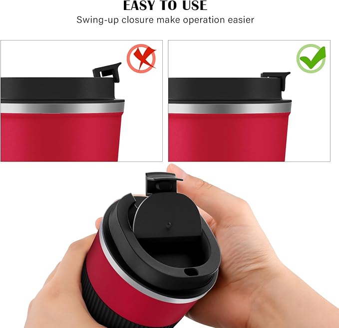 MOMSIV 12oz Travel Mug, Insulated Coffee Cup with Leakproof Lid, Vacuum Stainless Steel Double Walled Reusable Tumbler for Hot and Cold Water Coffee and Tea In Travel and Car