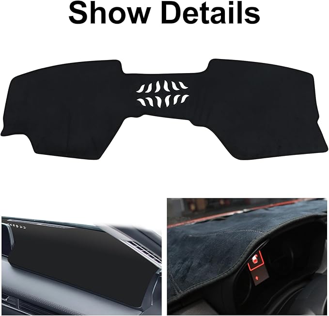 Dashboard Cover Mat for Mazda 3 2019-2023 2024 2025 Accessories (Without HUD) Black Flannel Material Anti-Slip Dash Cover Mat Sunshade Glare UV Rays Protector