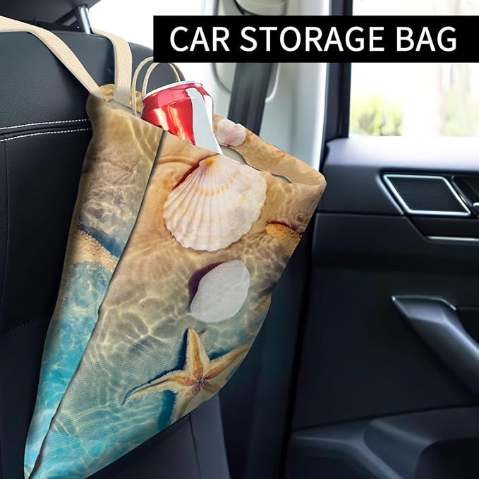 Cute Starfish Car Trash Can, Hanging Car Organizer and Storage Bag, 5L Capacity, Orange, Pink