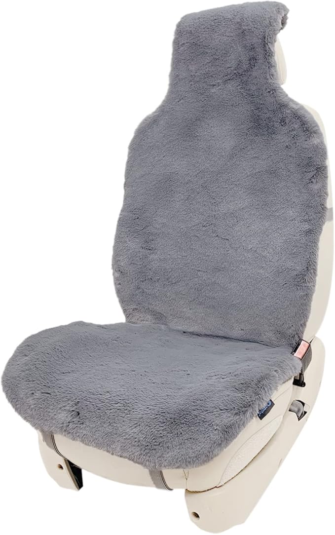 Champlus Silky Fur Car Seat Cover, Universal Fit Faux Sheepskin Automotive Cushion, 1pc, Gray