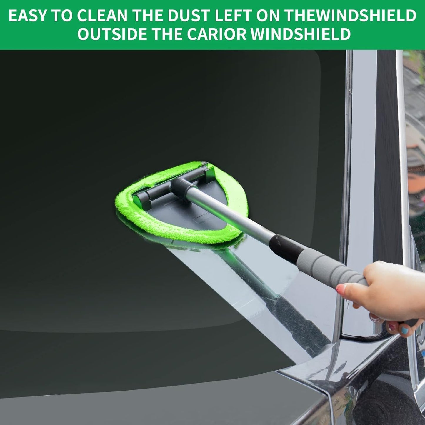 XINDELL Windshield Cleaner Tool – Car Interior Window Cleaning Kit with Extendable Handle & 4 Microfiber Pads, Auto Washing Brush for Car, Trucks, SUVs, RVs & Home Windows