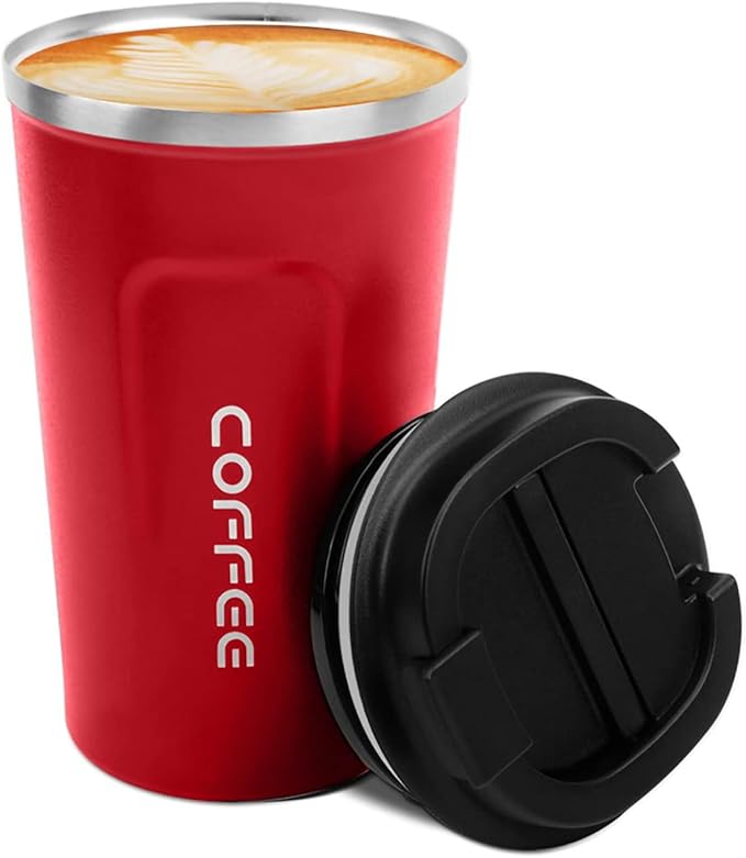 MOMSIV 12oz Travel Mug, Insulated Coffee Cup with Leakproof Lid, Vacuum Stainless Steel Double Walled Reusable Tumbler for Hot and Cold Water Coffee and Tea In Travel and Car