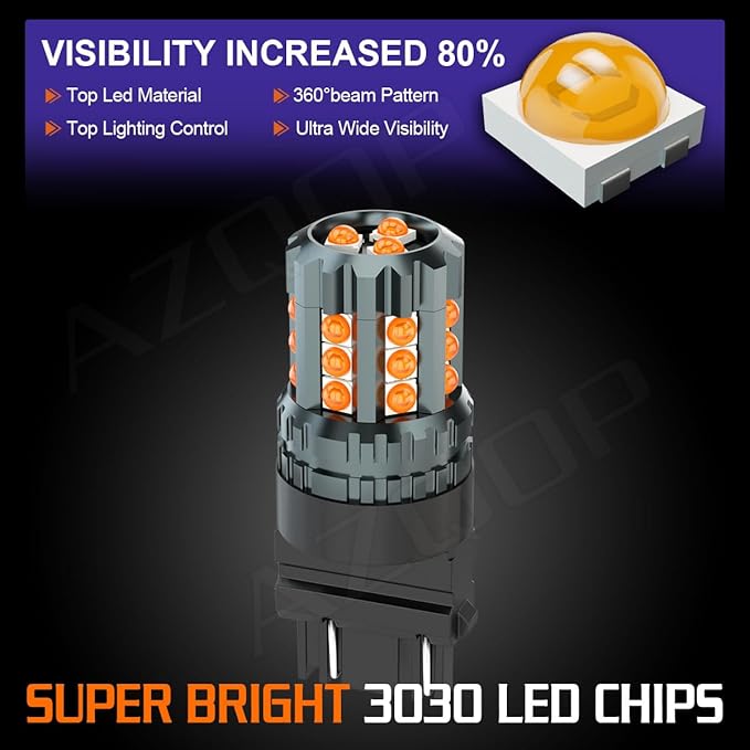 Yellow 3157 LED Turn Signal Bulbs for Ford F150 F250 F350 Super Duty 1999-2006 2007 2008 2009 2010 2011 2012 2013 2014, 3156 3056 3057 Blinker Lights, 300% Brightness 3000K Amber, Plug and Play, 2PCS