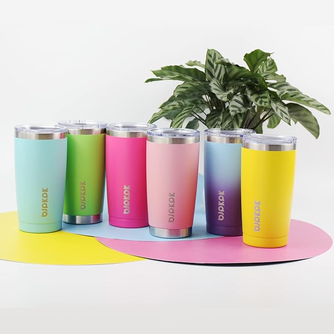 BJPKPK 20 oz Stainless Steel Vacuum Insulated Tumblers with Lids and Straw Reusable Travel Water Mug Double Wall Coffee Cup for Women and Men,Ocean Dream