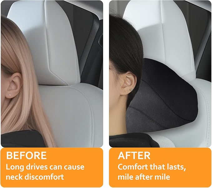 Soft car headrest for Model 3 Y S X Highland Juniper Accessories Complies with The Original OEM Factory Standards No Pressure no Odor Easy to Clean Pain Relief Car Neck Pillow 1pc Black
