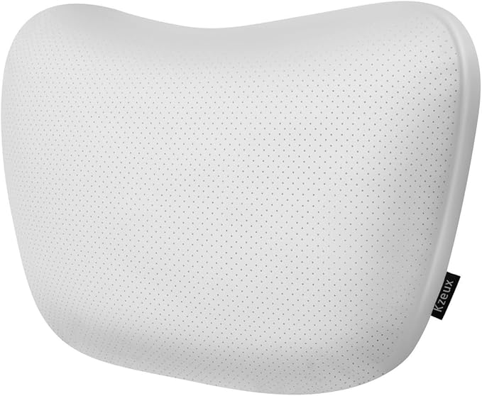 Upgraded Car Seat Neck Pillow - Adjustable Height Headrest Cushion - Fits Tesla Model 3/Y/S/X High Elastic Pearl Cotton Interior and Ventilated Nappa Leather - Neck Pain Relief (2 Pack White)