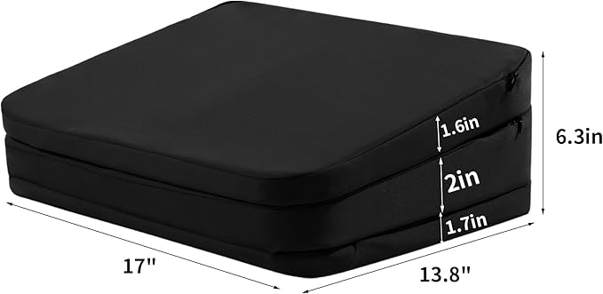 HOMBYS Adjustable Car Booster Seat for Short Drivers, 3 Heights for Different People, Adult Car Seat Cushions for Driving, Supportive Car Seat Pad for Lower Back Pain Reduce, (17"x12.8"x6.3", Black)
