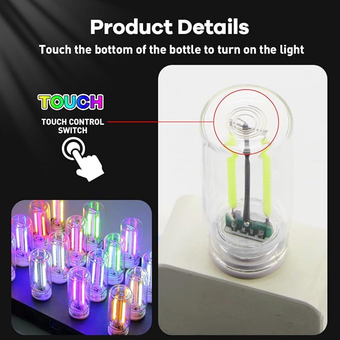 2Pcs Car USB Night Light, Touch Adjustment LED Ambient Lighting Plug in USB Automotive Night Lamps, Mini LED Bulb for Car, Camping, Holiday, Decoration, Bedroom, Party(White)