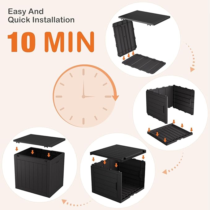 Sweetcrispy Deck Box with 31 Gallon Capacity, Weatherproof Resin Lockable Outdoor Storage for Secure Package Deliveries and Indoor Storage in Garden or Patio, Backyard