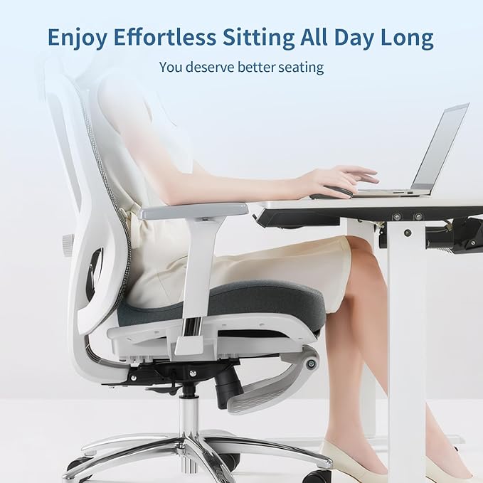 Dense Memory Foam Seat Cushion for Tailbone Pain Relief - Orthopedic Coccyx Support for Hemorrhoid & Sciatica - Fits Wooden/Office Chairs & Home