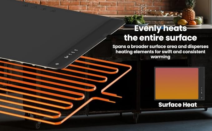 Electric Warming Tray, Full Surface Heating, Portable Food Warmer Rolling Silicone Mat, Food Warmer for Parties FeaturesFoldable Design & Fast Heating, Warming Plate for Buffet (Black)