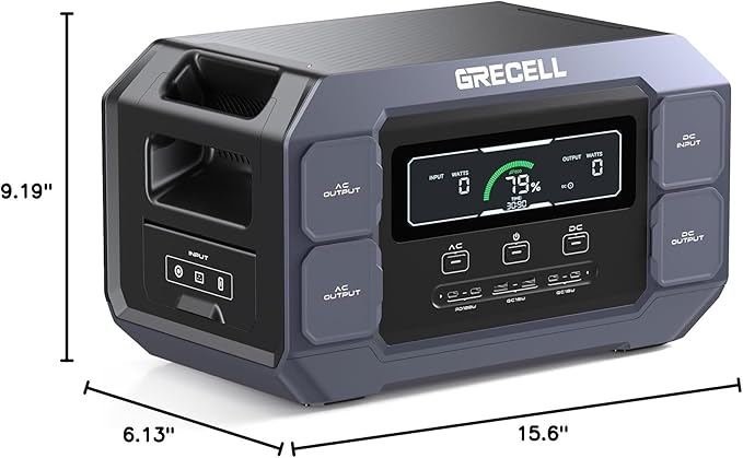 GRECELL Portable Power Station 2200W Solar Generator 1126Wh LiFePO4 Battery Pack with 1200W AC Charging & 800W Solar Charging, 1.25Hrs Fast Charging with 4×2200W(4800W Peak) AC Outlets for Home Travel