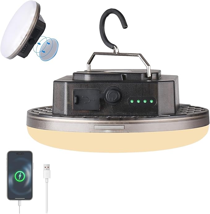 Transparent Portable Rechargeable LED Camping Lights,Waterproof Outdoor Light with 5000Lm,Super Bright Hanging Lanterns for Tents, Canopies & Outdoor Emergencies(Infinitely dimmable)