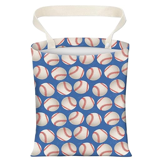 Cute Car Trash Can, Hanging Canvas Car Back Seat Organizer and Storage Bag, Funny Car Trash Bag For Travelling, Outdoor Cute Blue Baseball