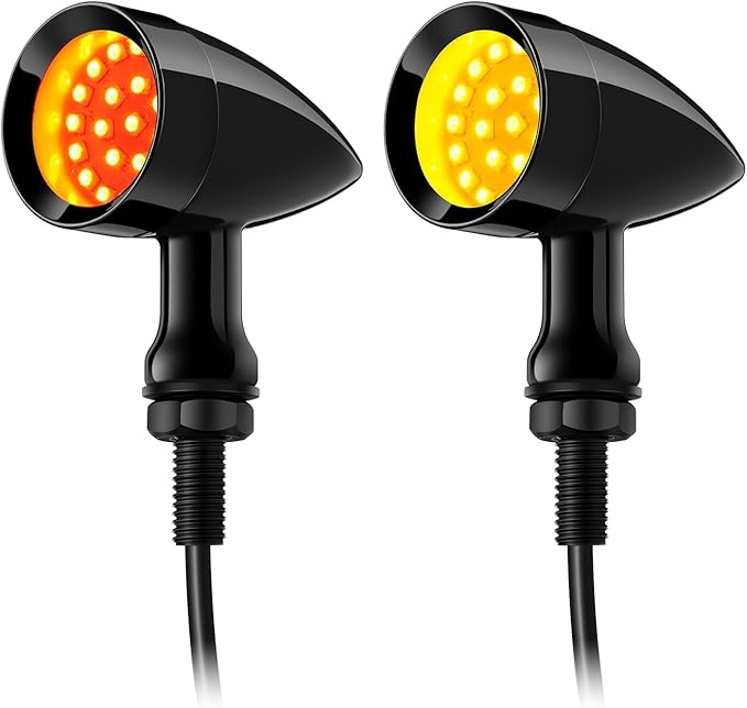 PBYMT Motorcycle Bullet 24 LED Rear Turn Signal Amber Red Tail Light SMD Motorcycle Blinker Indicator Compatible for Honda Yamaha Suzuki Kawasaki Harley Chopper Bobber Dyna
