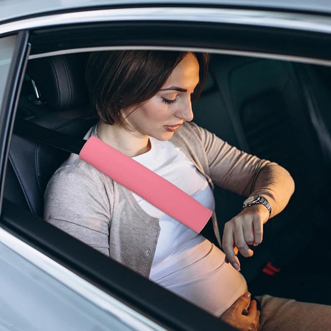 Car Seat Belt Covers for Adults Soft Leather Seatbelt Shoulder Pad Neck Cushion Protector Comfortable Driving Car Accessories Truck SUV Airplane Backpack (SC01Blue-12.4in-1Pack)