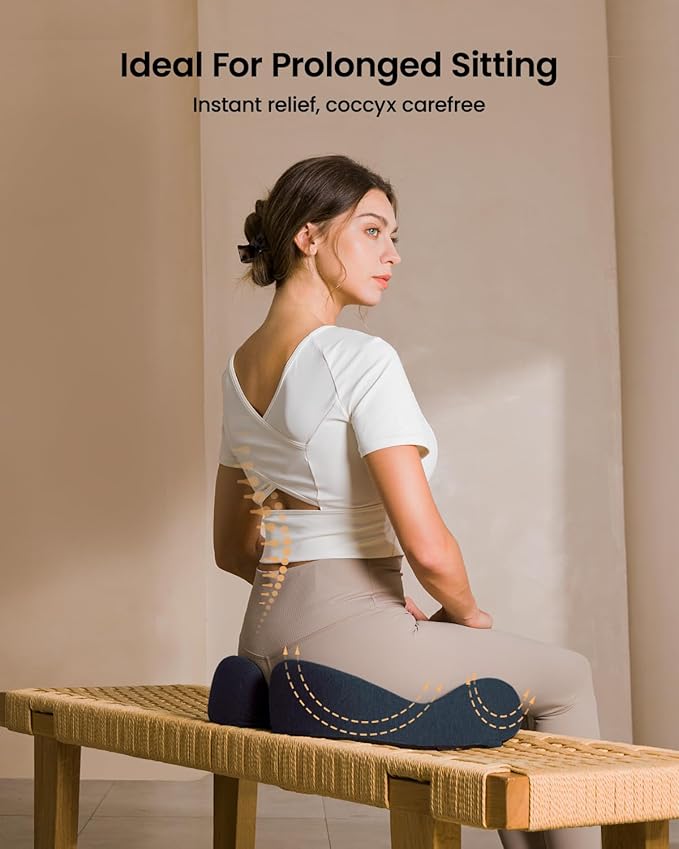 ProtoArc Seat Cushion, Office Chair Cushion for Sciatica, Coccyx Cushion, Ergonomic Memory Foam Seat Cushion for Car, Home, Pressure Relief Pad for Hip, Tailbone, All Day Comfort - Nayy
