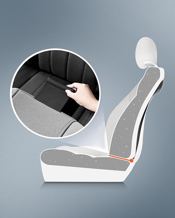 Road Comforts Car Seat Covers Full Set, Front and Split Rear Bench Seat Cover for Car, Universal Cloth Seat Protectors for SUV, Sedan, Van, Automotive Interior Covers Set, Airbag Compatible, Black