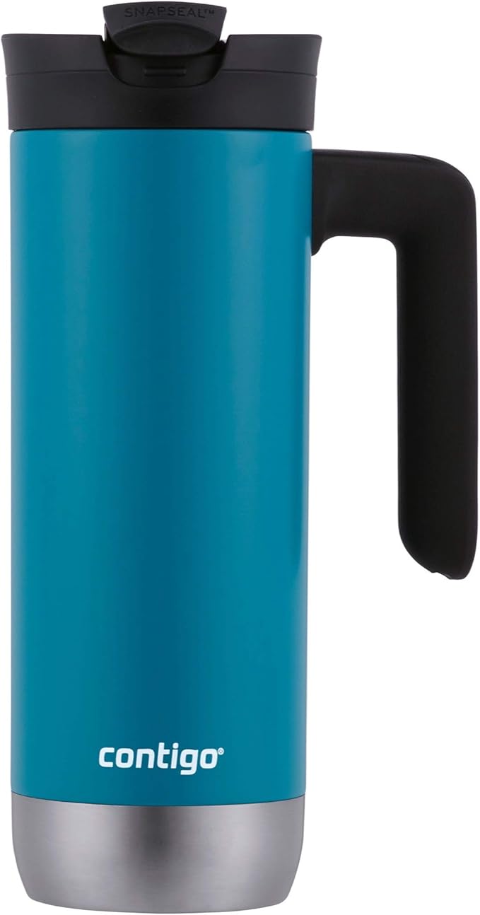 Contigo Superior 2.0 Stainless Steel Travel Mug with Handle Leak-Proof Lid Double-Wall Insulation for Hot & Cold Beverages, 20oz, Juniper, Ideal for Commuting and Travel