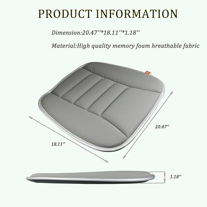 Car Seat Cushion Pad for Driving Seat Cushions for Office Chairs/Truck Memory Foam Seat Cushion Comfortable and Durable, Gray