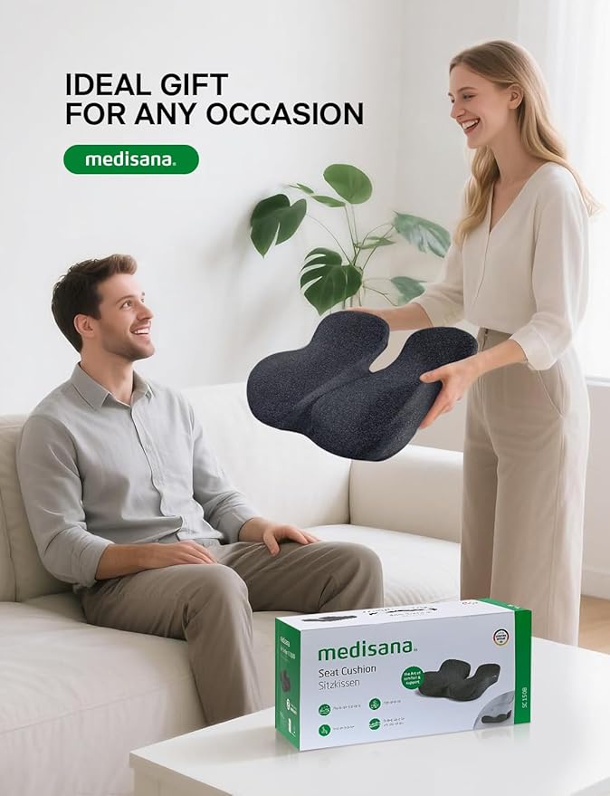 Seat Cushion, SC 150B Seat Cushions for Office Chairs, Car Seat, Wheelchair - Sciatica & Tailbone & Coccyx Pain Relief Pillow for Driver Sedentary People(Size:19.6 * 16.6 * 3.7 in-Black)
