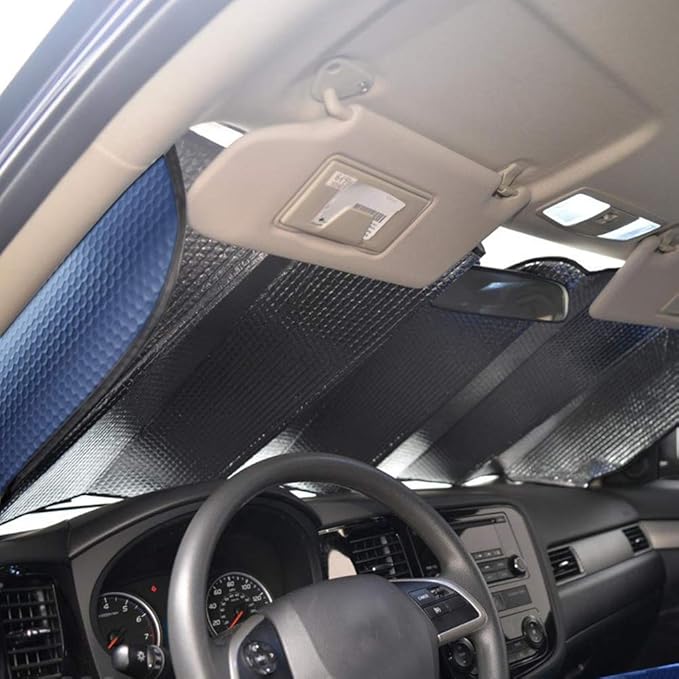 Windshield Sunshade Car Foldable UV Ray Reflector Auto Front Window Sun Shade Visor Shield Shade,Keeps Vehicle Cool - Blue (55" x 27.5")