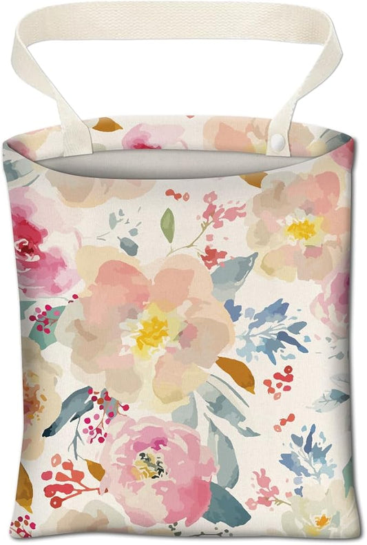 Cute Car Trash Can, Pink Watercolor Flower