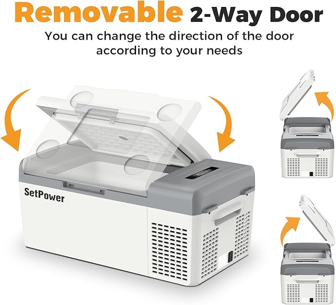 Setpower 12V Refrigerator Electric Coolers for Vehicles AC/DC, 15L/15.8QT Car Fridge Portable Freezer, Plug In Cooler, 12/24V DC & 110/240V AC for Truck RV SUV Travel Camping, White