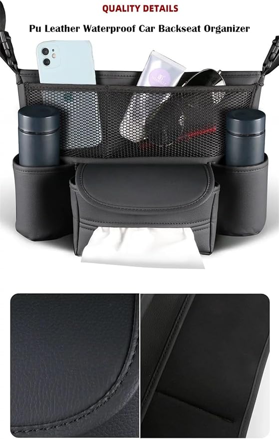 Central Control Storage Bag, Car Seat Organizer with Mesh Pocket