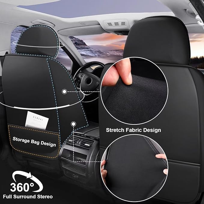 2 Front Car Seat Cover Fit for Nissan Frontier 2009-2023 2024 2025 Faux Leather Breathable Waterproof Frontier Seat Covers Automotive Cushion Protector Compatible Airbag (2 Seats & Black)