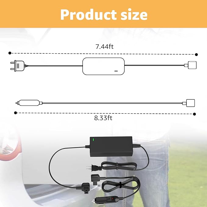 Power Cord Compatible with Alpicool, Bodega, Euhomy, BougeRV, ARB, ICECO, Setpower, JoyTutus, Cooler Power Cord for Most AC/DC Adapter Car Refrigerators 