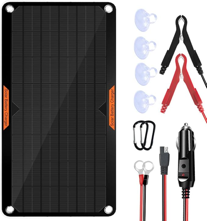 OYMSAE12V Solar Battery Charger ,10W Waterproof Solar Battery Maintainer,Portable Solar Panel Charger with Upgraded MPPT Controller for Car, Motorcycle, Boat, Marine, RV, Trailer, Tractor,Truck, etc