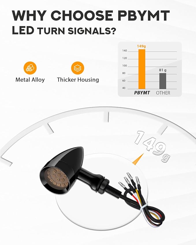 PBYMT Motorcycle Bullet 24 LED Rear Turn Signal Amber Red Tail Light SMD Motorcycle Blinker Indicator Compatible for Honda Yamaha Suzuki Kawasaki Harley Chopper Bobber Dyna