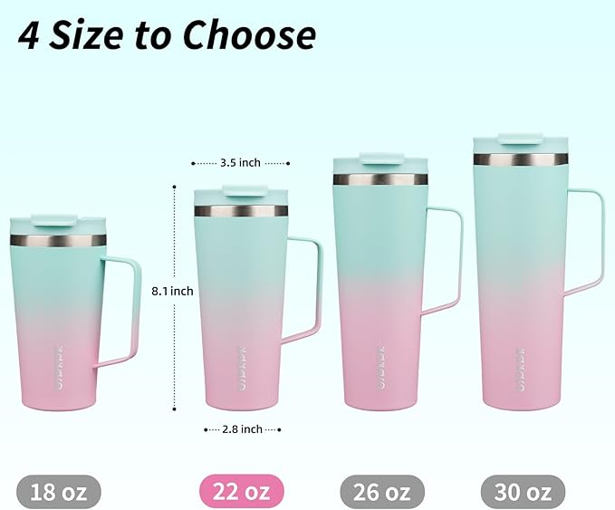 BJPKPK Insulated Tumbler with Handle, 22oz Insulated Tumblers with Lid and Straw, Stainless Steel Metal Water Bottles, Coffee Travel Mugs, Cups, Marshmallow