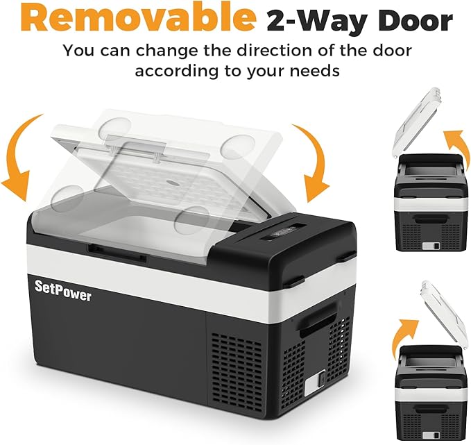 Setpower 12 Volt Refrigerator, 21QT portable freezer,12V Car Fridge With Fix Ropes,Compressor Electric Cooler -4℉~68℉,Plug in cooler for vehiclesTruck RV SUV Van Travel Camping RoadTrip